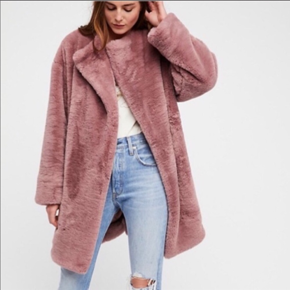 Free People Rita fur coat - NWT in blush pink XS/S